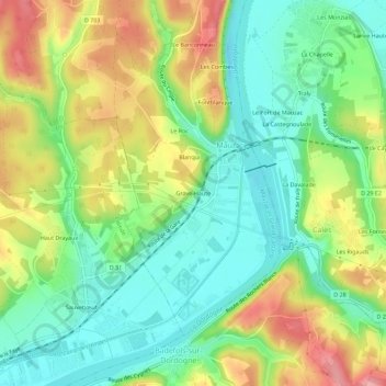 Mappa topografica Grave-Haute, altitudine, rilievo