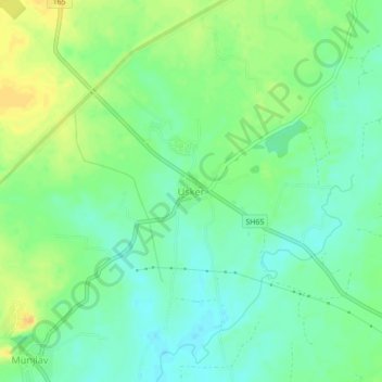 Mappa topografica Usker, altitudine, rilievo