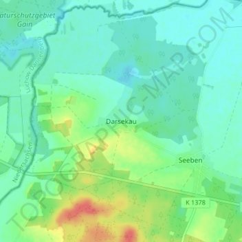 Mappa topografica Darsekau, altitudine, rilievo