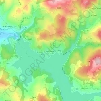 Mappa topografica Blaisy, altitudine, rilievo