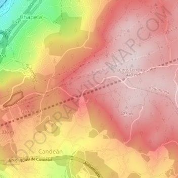 Mappa topografica Vixiador, altitudine, rilievo