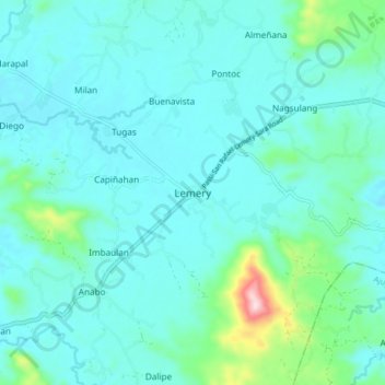 Mappa topografica Lemery, altitudine, rilievo