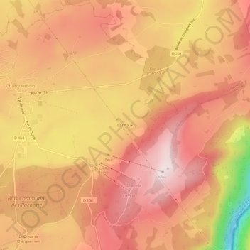 Mappa topografica La Chaux, altitudine, rilievo