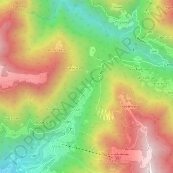 Mappa topografica Somadino, altitudine, rilievo