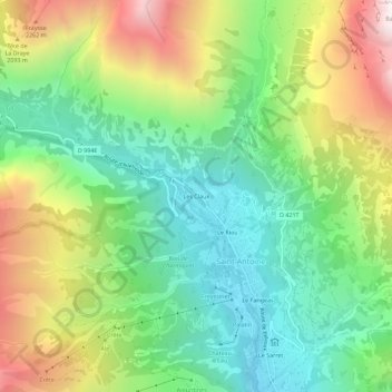 Mappa topografica Les Claux, altitudine, rilievo