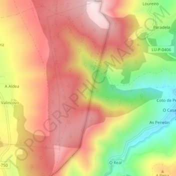 Mappa topografica Romeor, altitudine, rilievo