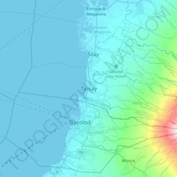 Mappa topografica Talisay, altitudine, rilievo