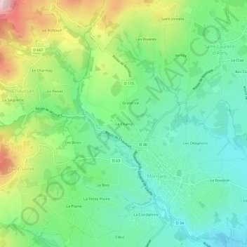 Mappa topografica Les-Carriasses, altitudine, rilievo