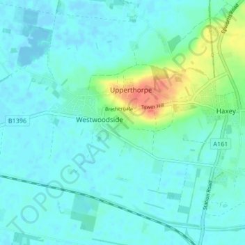 Mappa topografica Nethergate, altitudine, rilievo