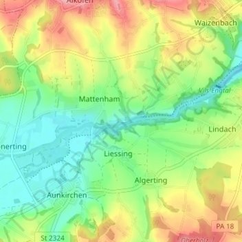 Mappa topografica Grafenmühl, altitudine, rilievo