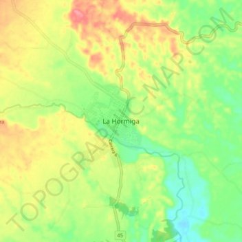 Mappa topografica La Hormiga, altitudine, rilievo