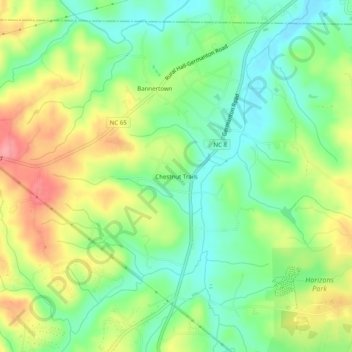 Mappa topografica Chestnut Trails, altitudine, rilievo