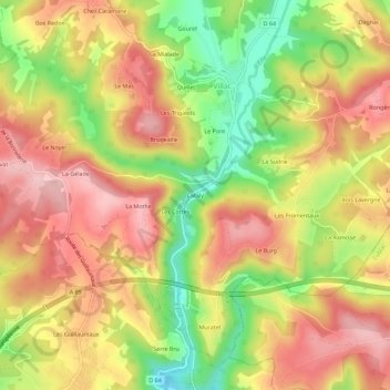 Mappa topografica Cataly, altitudine, rilievo