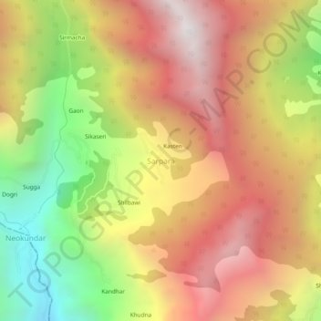 Mappa topografica Sarpara, altitudine, rilievo