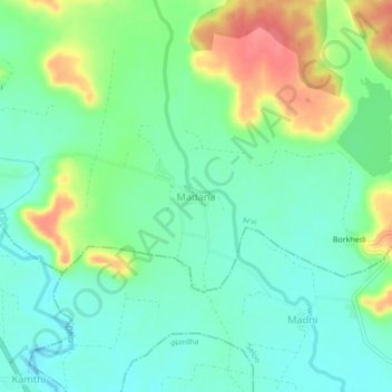 Mappa topografica Madana, altitudine, rilievo