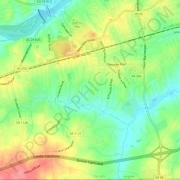 Mappa topografica Druid Hills, altitudine, rilievo