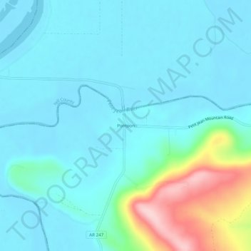Mappa topografica Pontoon, altitudine, rilievo