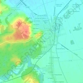 Mappa topografica Les Fleuriottes, altitudine, rilievo