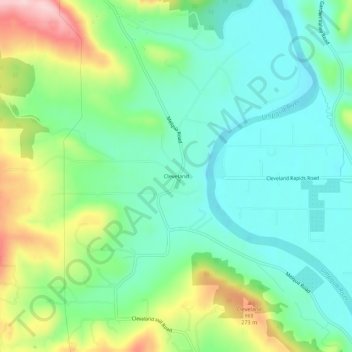 Mappa topografica Cleveland, altitudine, rilievo