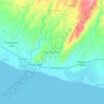 Mappa topografica Bagong Pook, altitudine, rilievo