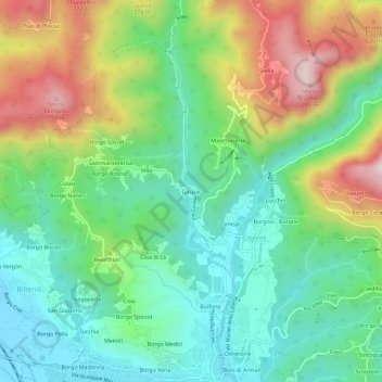 Mappa topografica Gaspar, altitudine, rilievo