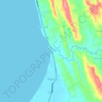 Mappa topografica Alacan, altitudine, rilievo