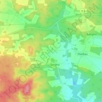Mappa topografica Keddien, altitudine, rilievo