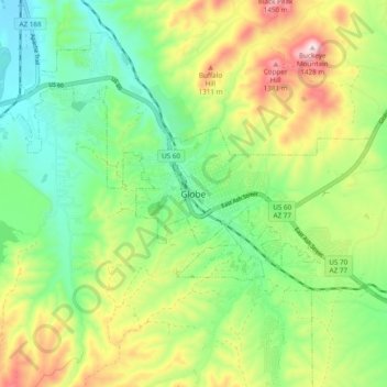Mappa topografica Globe, altitudine, rilievo