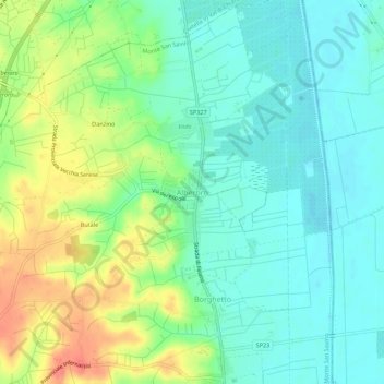 Mappa topografica Alberoro, altitudine, rilievo