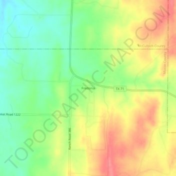 Mappa topografica Fredonia, altitudine, rilievo