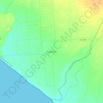 Mappa topografica Nazareno, altitudine, rilievo