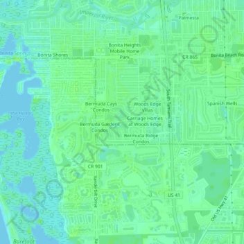 Mappa topografica Vanderbilt Lakes, altitudine, rilievo