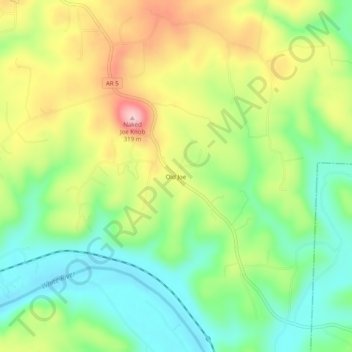 Mappa topografica Old Joe, altitudine, rilievo