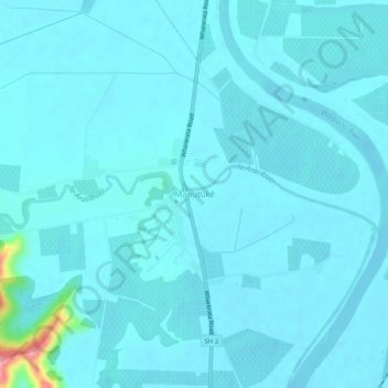 Mappa topografica Manutūkē, altitudine, rilievo