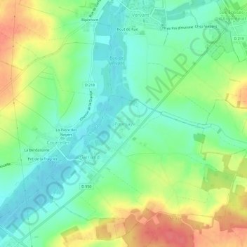 Mappa topografica Poursay, altitudine, rilievo