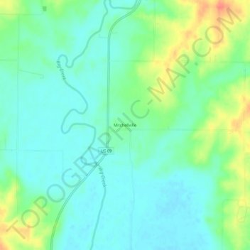 Mappa topografica Mitchellville, altitudine, rilievo