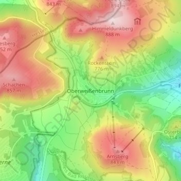 Mappa topografica Oberweißenbrunn, altitudine, rilievo