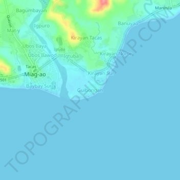 Mappa topografica Guibongan, altitudine, rilievo
