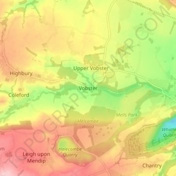 Mappa topografica Vobster, altitudine, rilievo