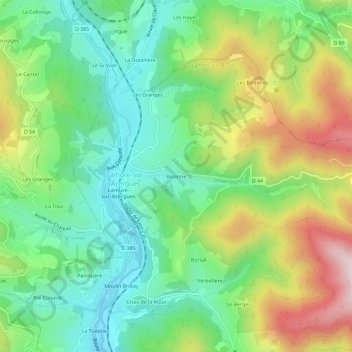 Mappa topografica Biconne, altitudine, rilievo