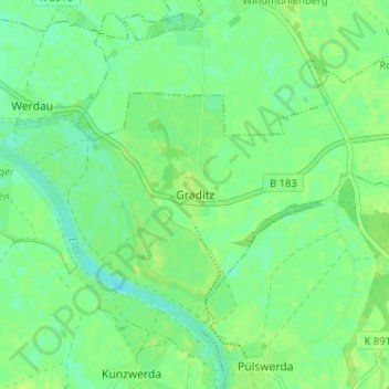 Mappa topografica Graditz, altitudine, rilievo