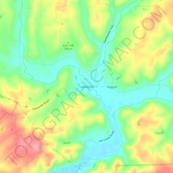 Mappa topografica Gatesville, altitudine, rilievo