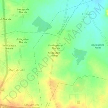 Mappa topografica Koyagudem Thanda, altitudine, rilievo