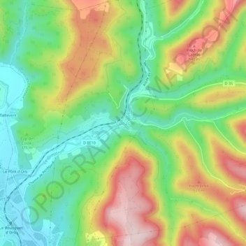 Mappa topografica Lunas, altitudine, rilievo