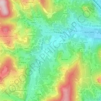 Mappa topografica Grolier, altitudine, rilievo