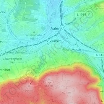 Mappa topografica Zochental, altitudine, rilievo
