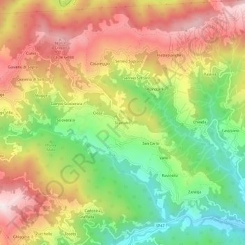 Mappa topografica Scurtabò, altitudine, rilievo