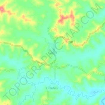 Mappa topografica Gapok, altitudine, rilievo
