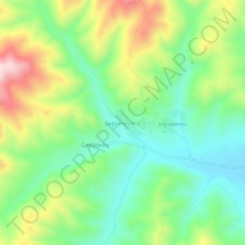Mappa topografica Değirmendere, altitudine, rilievo