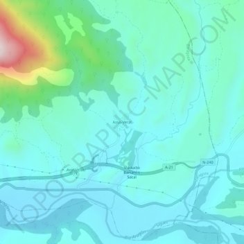 Mappa topografica Asso-Veral, altitudine, rilievo